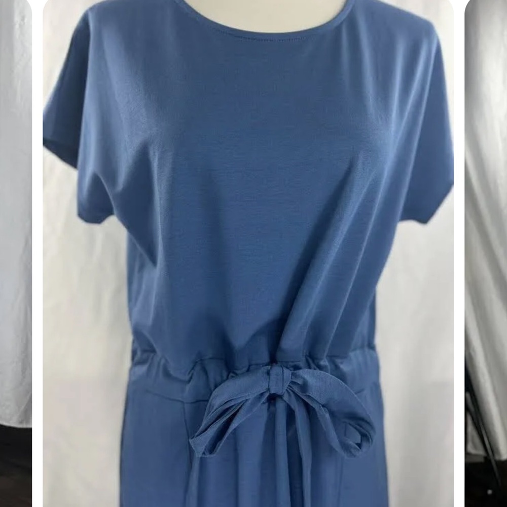 Piper and Scoot knee length tie waist dress in denim blue - size medium